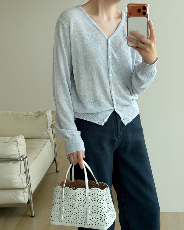 Sheer Lightweight V-Neck Cardigan
