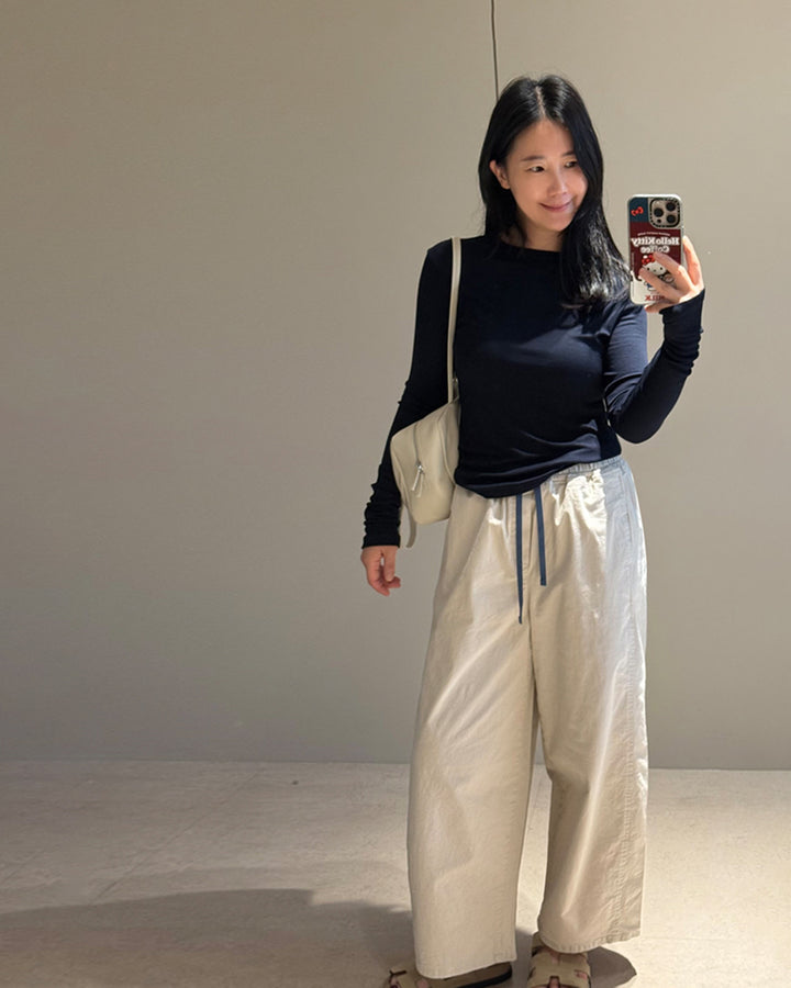 Contrast Stitch Easy Pants