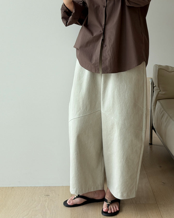 Structured Barrel-Leg Elastic Pants
