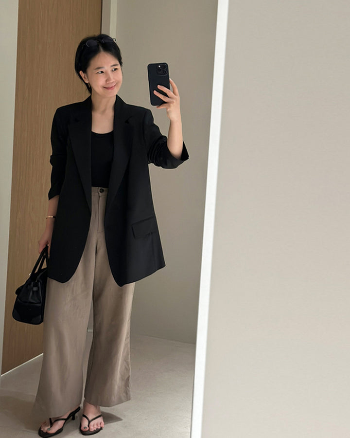 Linen Blend Wide-Leg Trousers