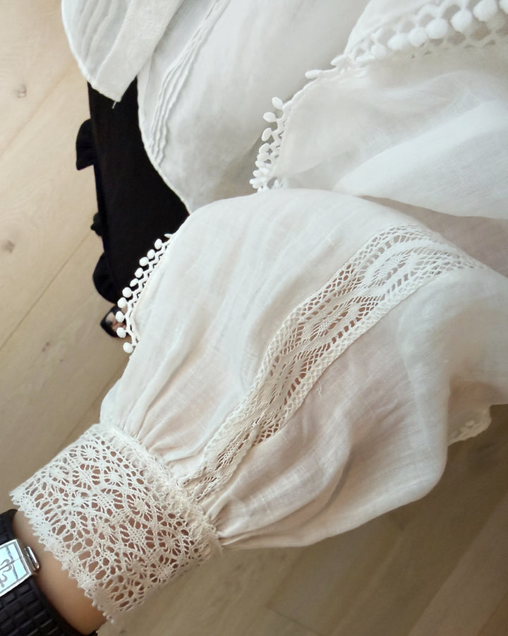 100% Linen Ruffle Blouse