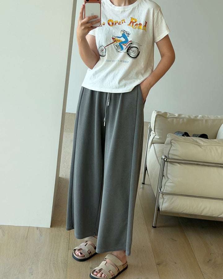 Muted Tone Wide-Leg Lounge Pants