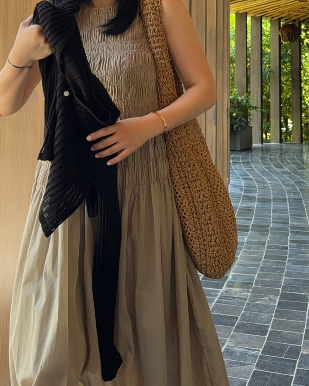 Linen Blend Sheer Ribbed Knit Cardigan