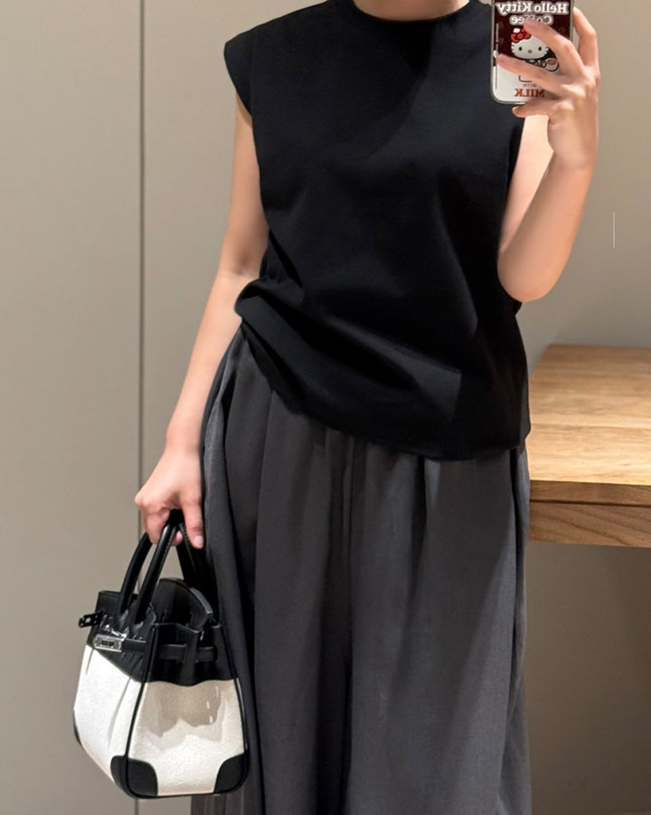 Cap Sleeve Crewneck Essential Top