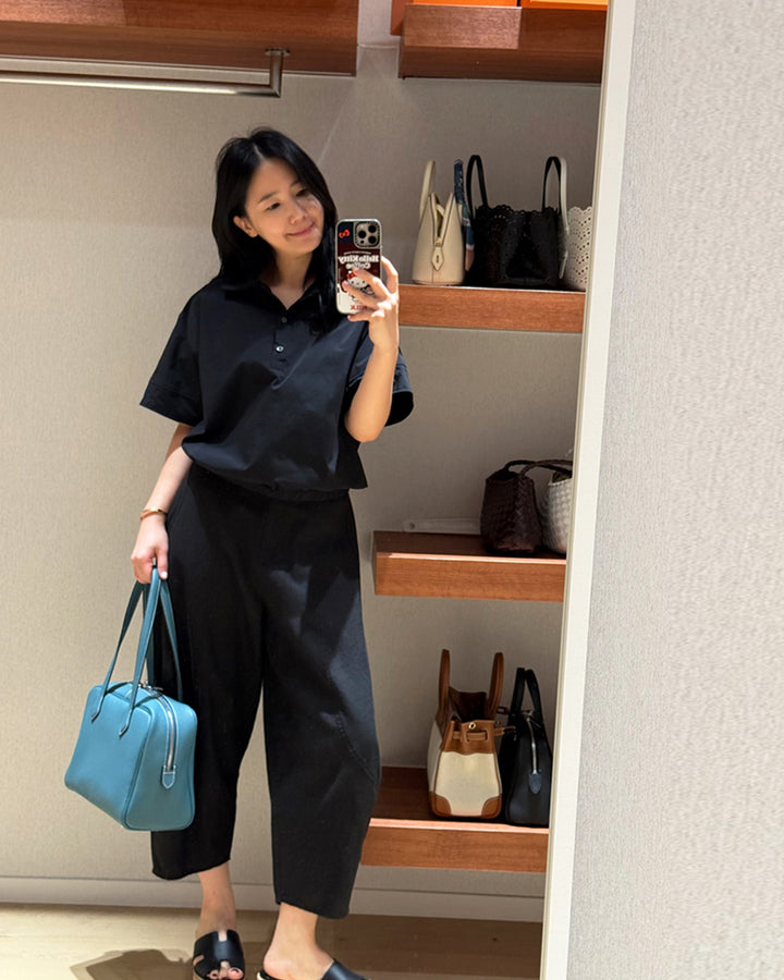 Linen Blend Wide Leg Barrel Pants