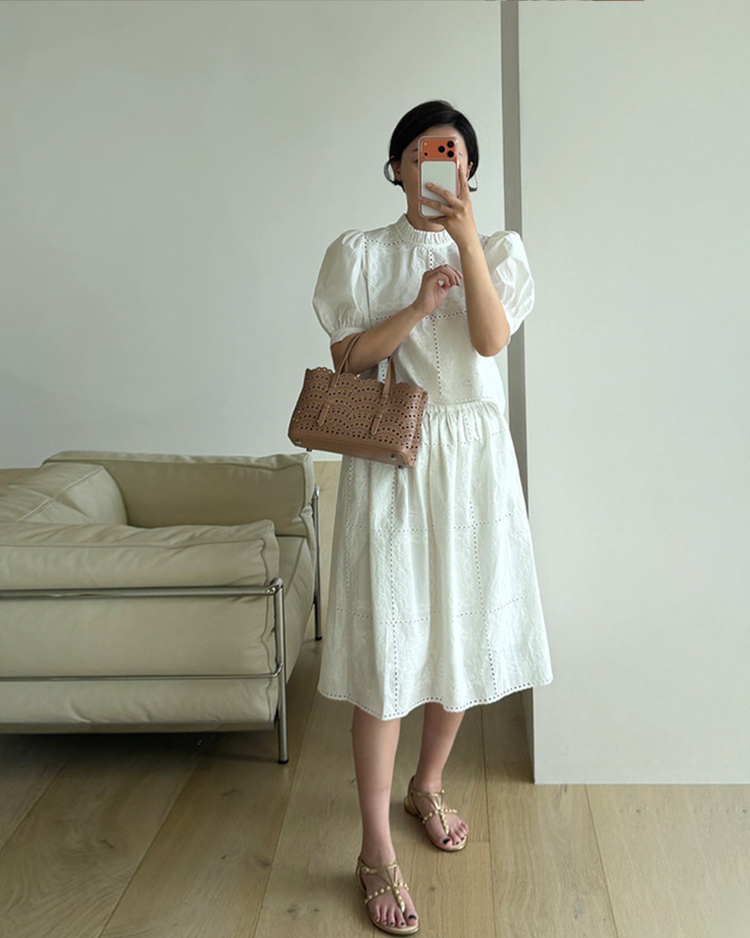 Floral Eyelet Embroidered Midi Skirt