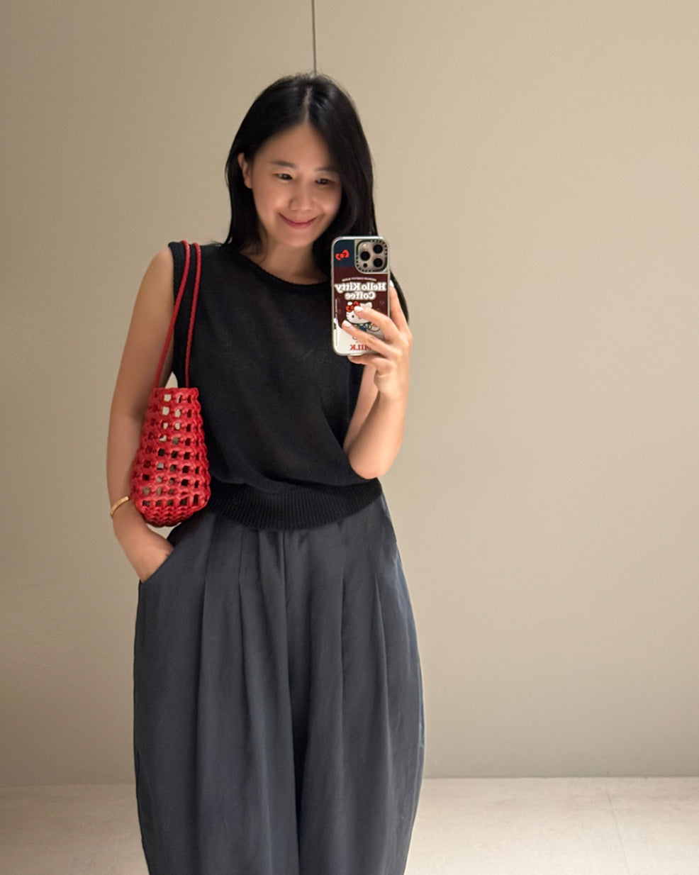 Sheer Silk Blend Knit Vest