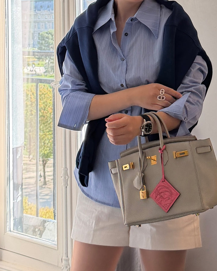 Crisp Fine-Stripe Button-Up Shirt