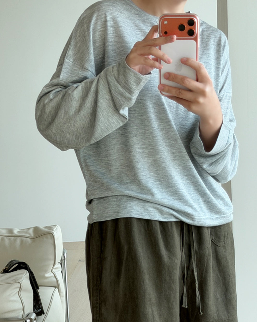 Lightweight Heathered Crewneck Sweatshirt
