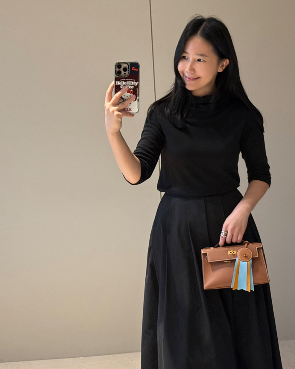 Structured Pleated Midi Skirt