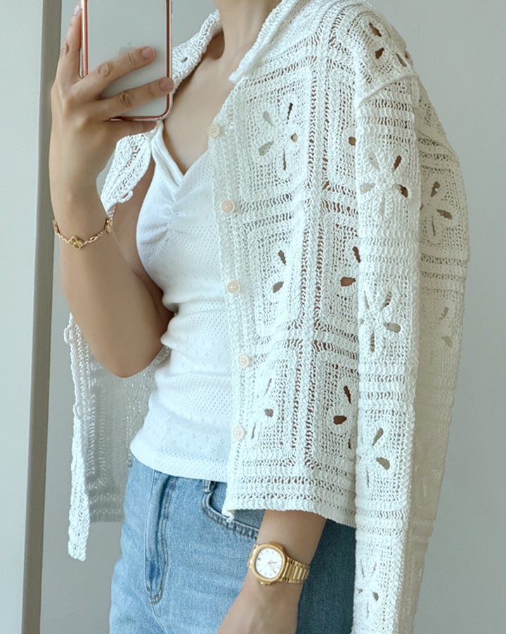 V-Neck Eyelet Cami Top