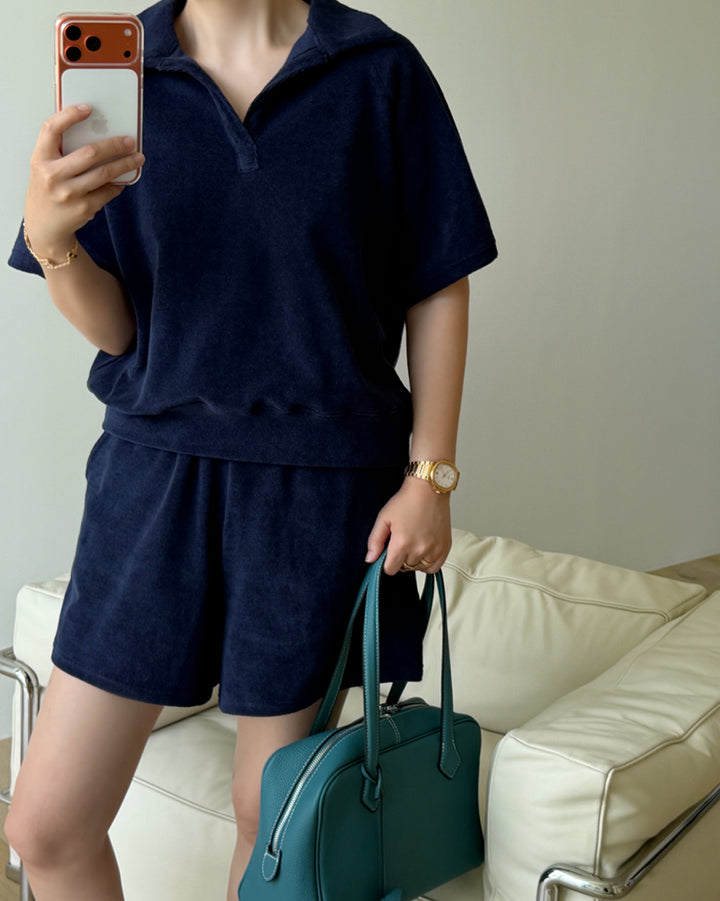 Premium Cotton Terry Polo &amp; Shorts Set