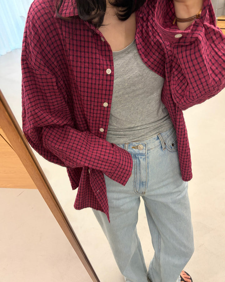 Wrinkled Check Loose Shirt