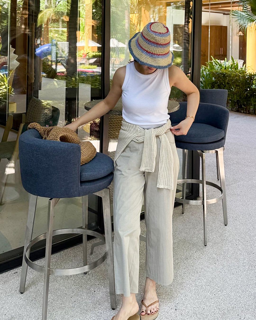 Casual Cotton Blend Daily Crop Pants