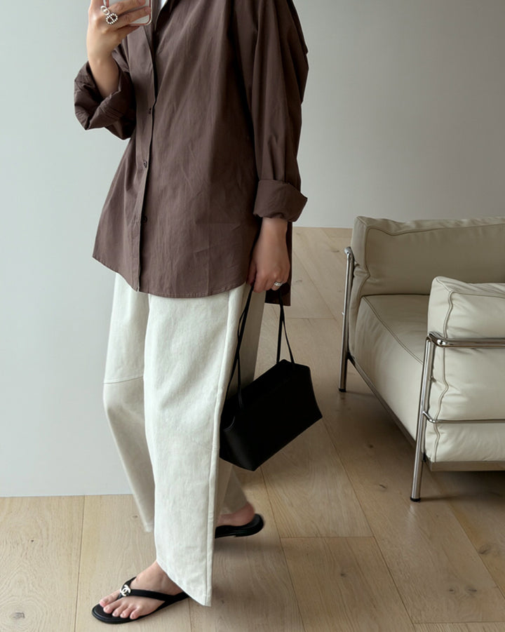 Structured Barrel-Leg Elastic Pants