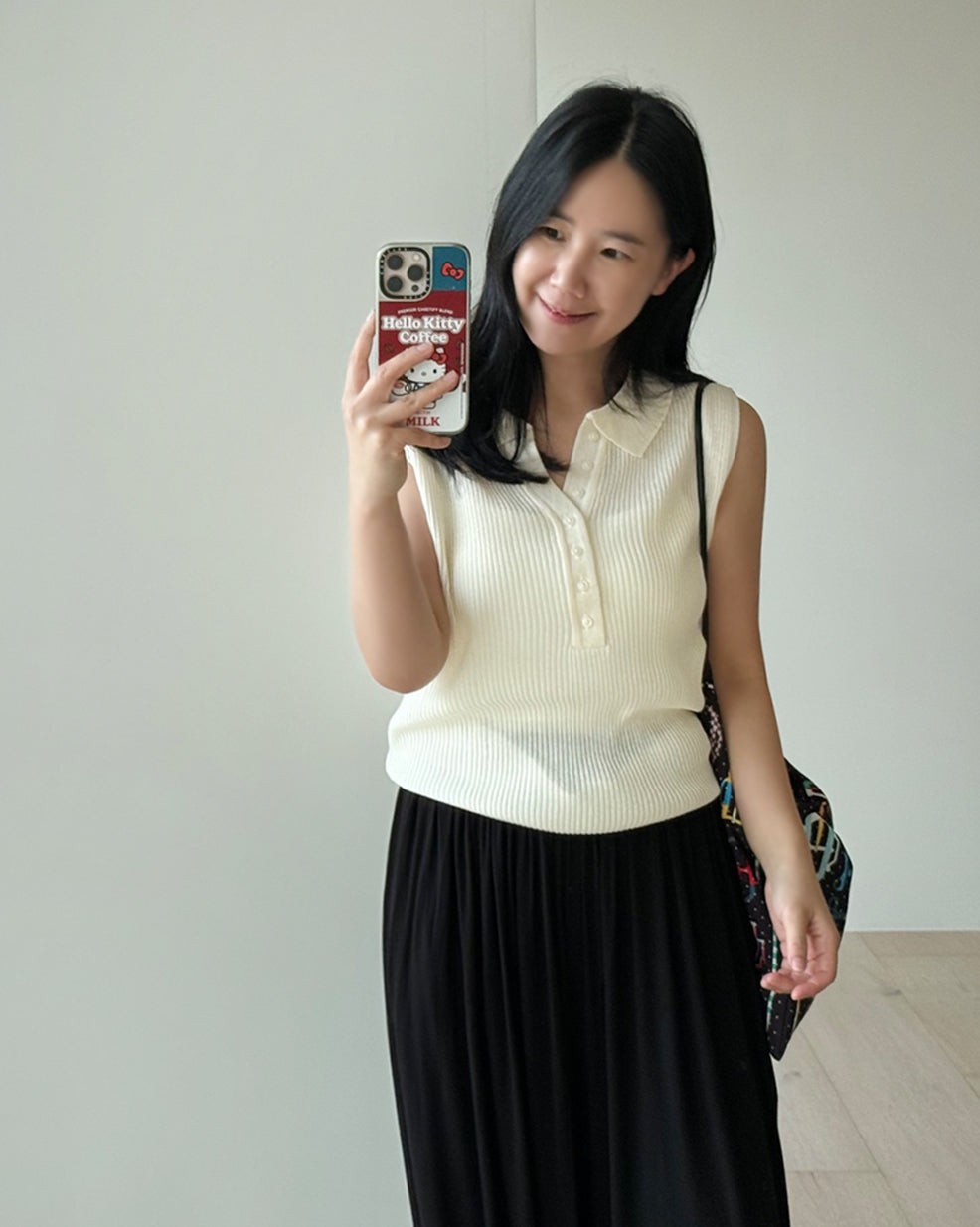 Ribbed Collared Sleeveless Knit Tank