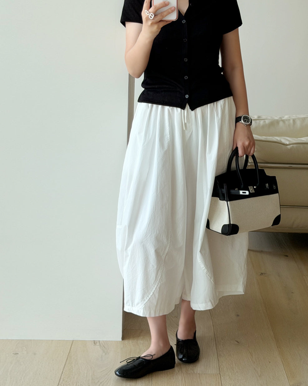 Wide-Leg Elastic Waist Culottes