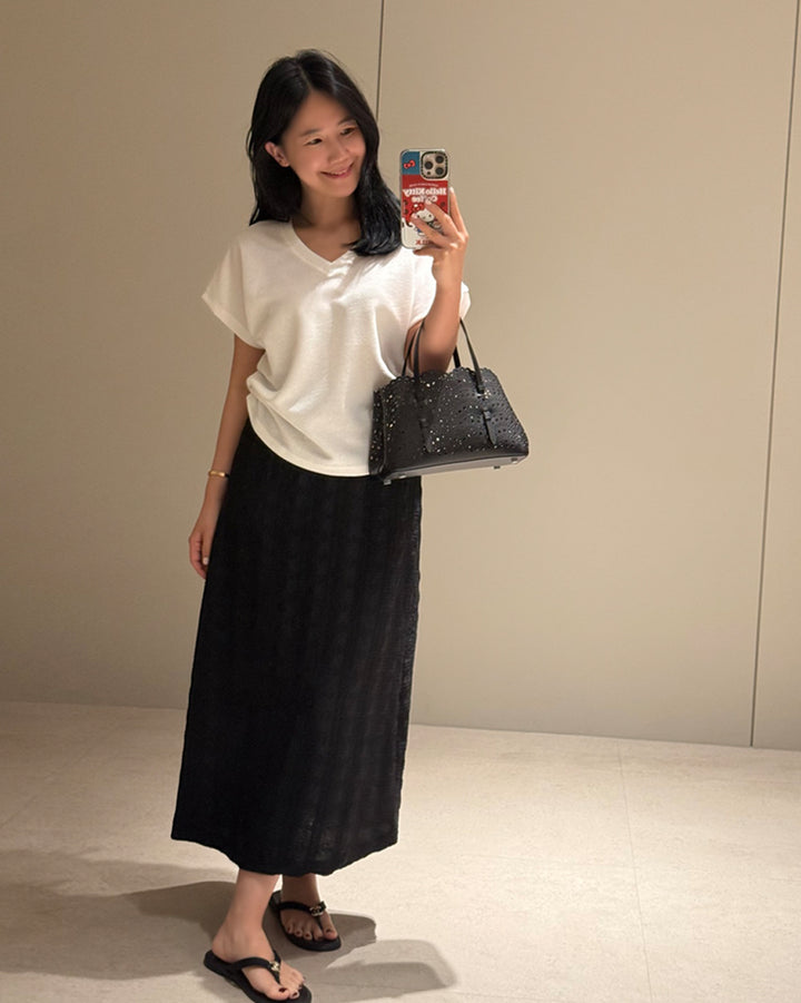 Textured Column Maxi Skirt