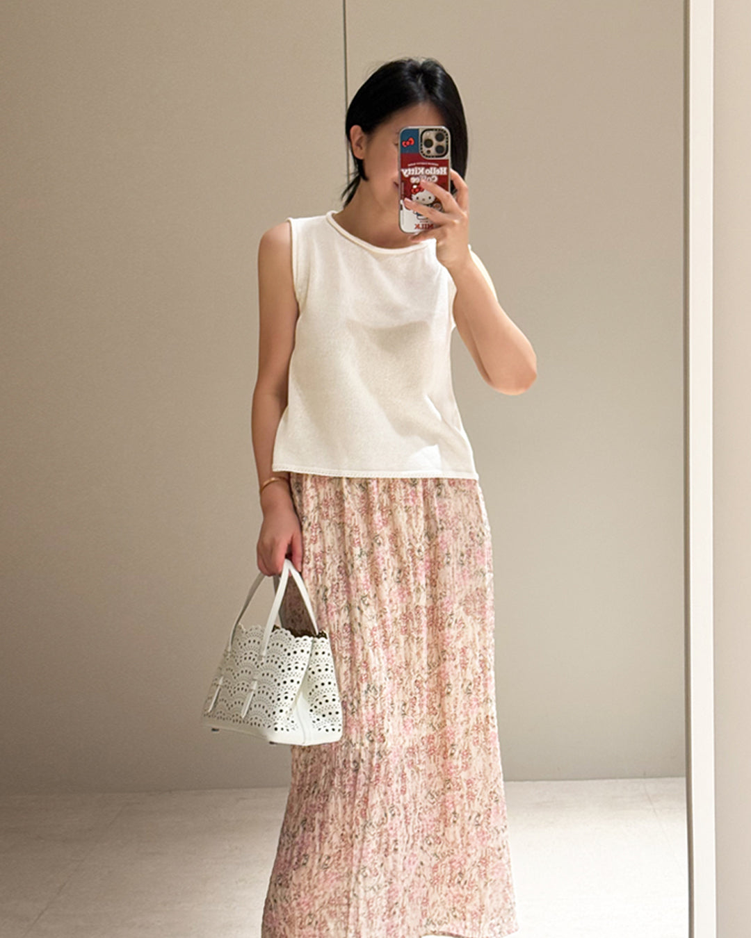 Floral Print Elastic Waist Maxi Skirt
