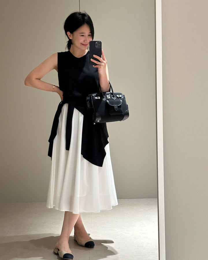Sleeveless Knit &amp; Open Cardigan Set