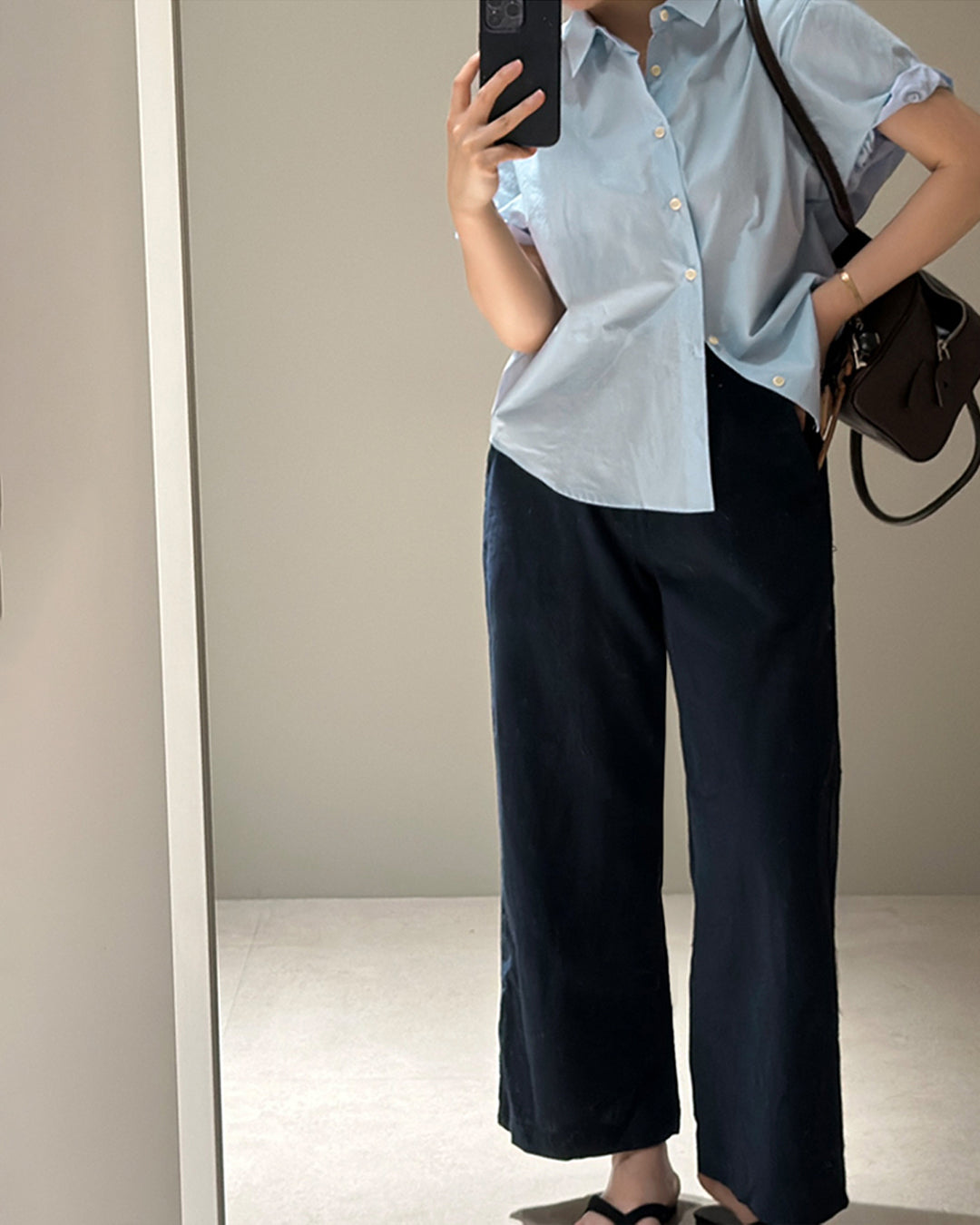 Linen Blend Wide-Leg Trousers
