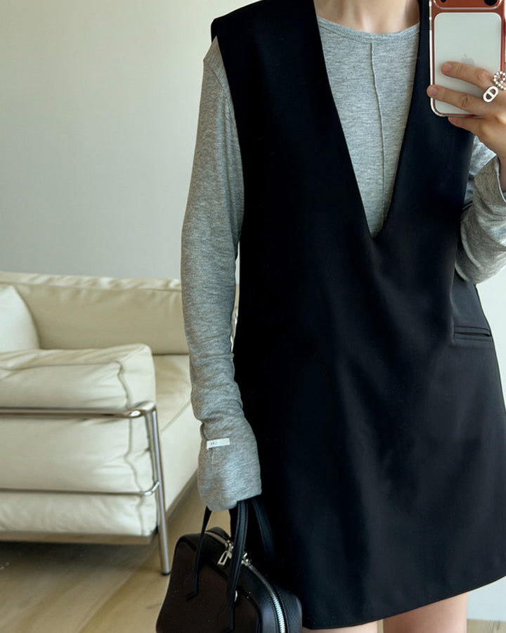Sheer Center Seam Long Sleeve Tee