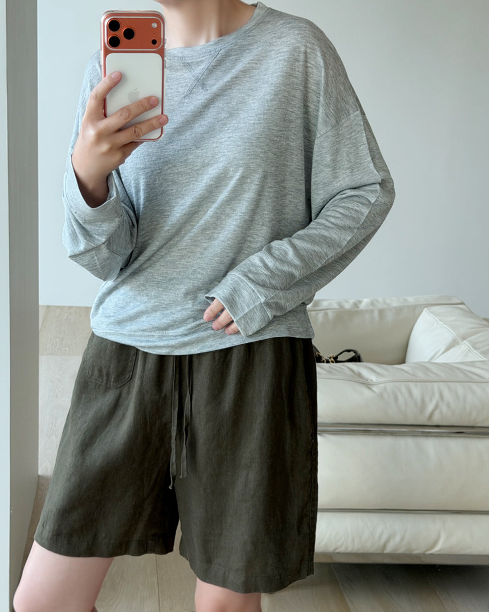 Lightweight Heathered Crewneck Sweatshirt