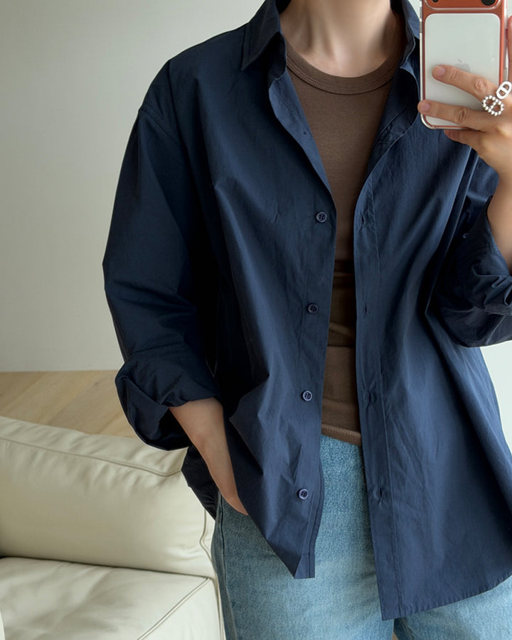 Relaxed Roll-Up Cotton Shirt