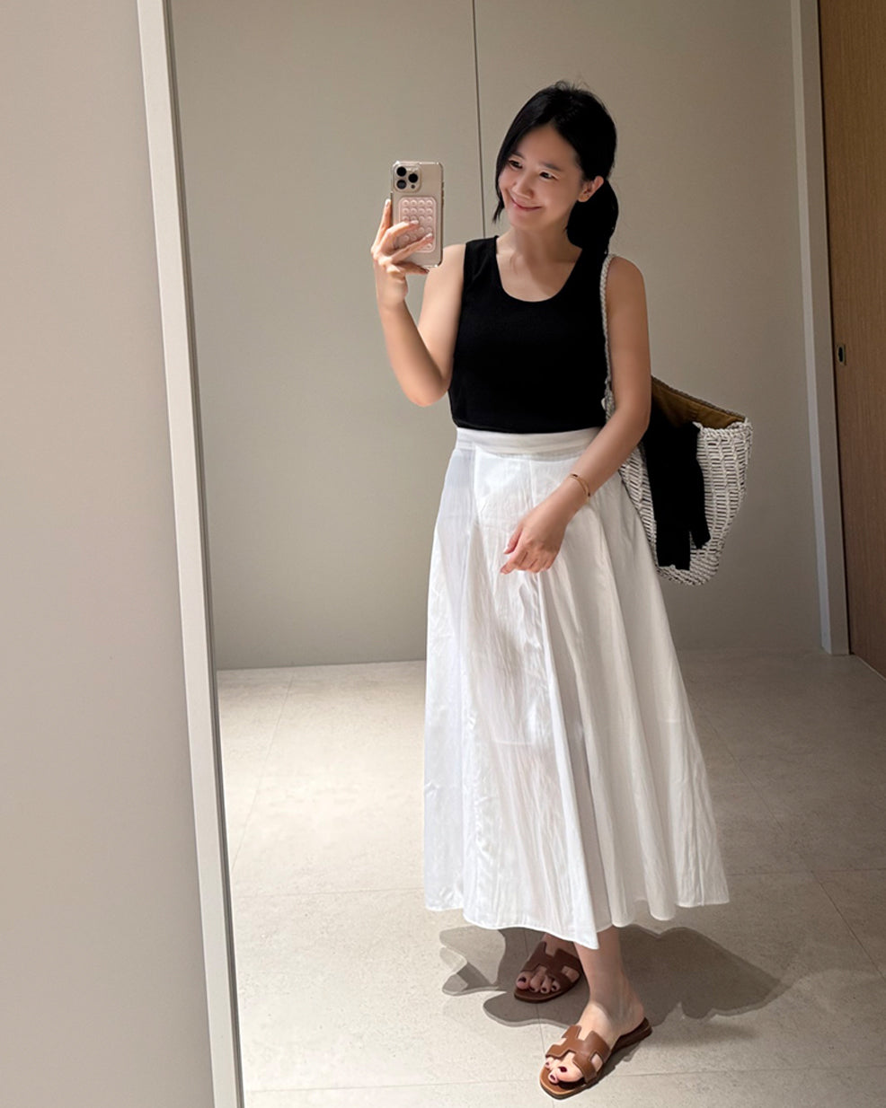 Crinkle Flared Maxi Skirt