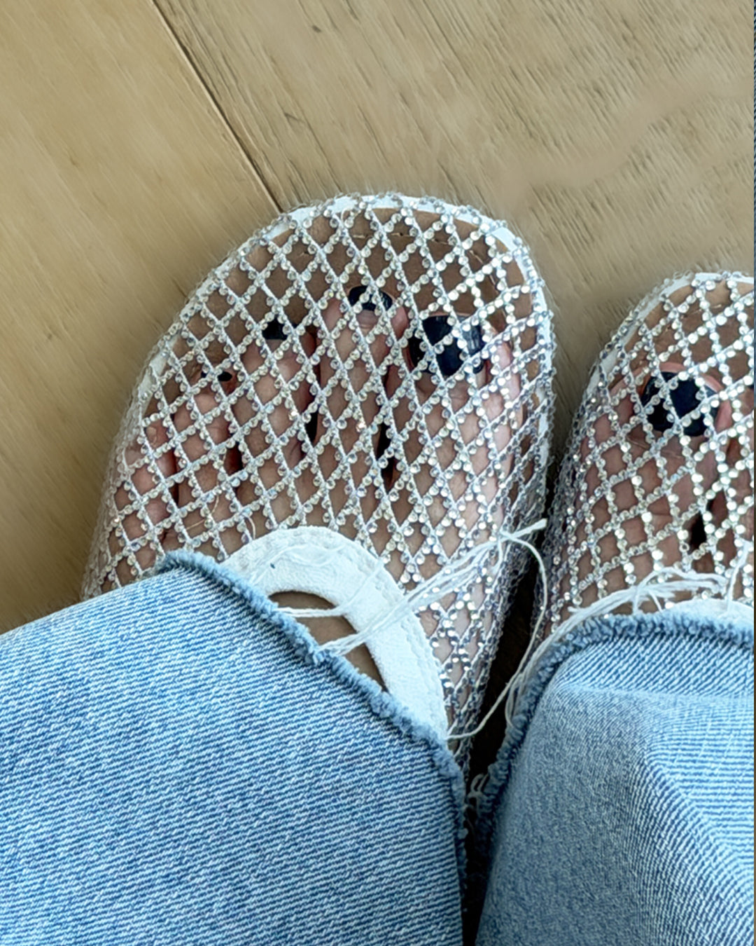 Rhinestone Mesh Mary Jane Flats