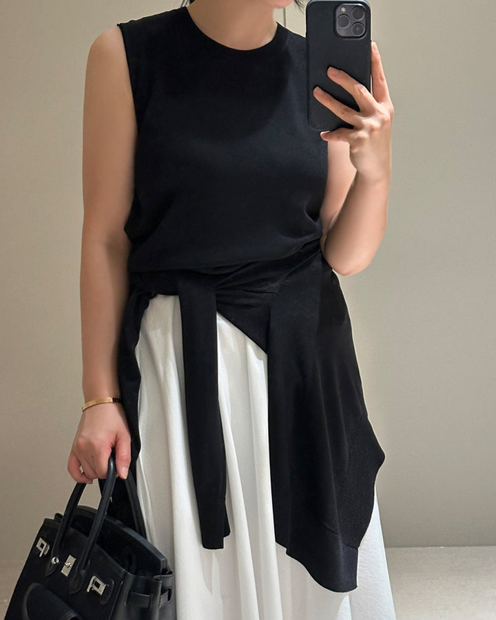 Sleeveless Knit &amp; Open Cardigan Set