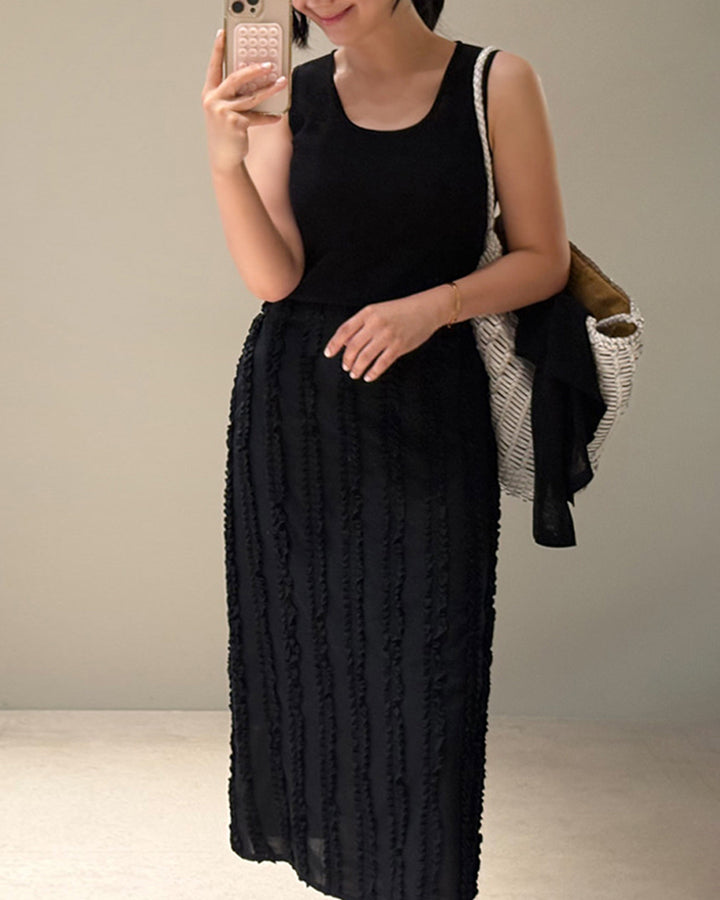 Tiered Frill Sheer Long Skirt