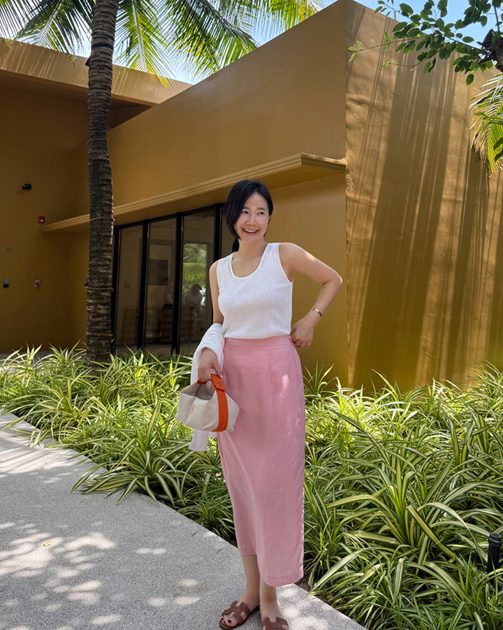 Tencel Linen Blend Long Straight Skirt