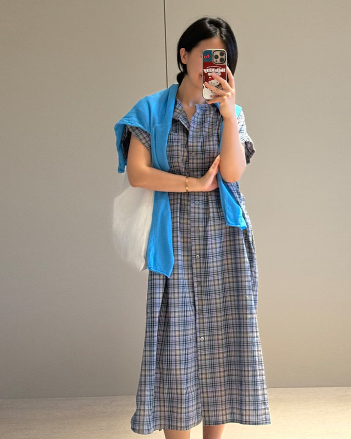 2-Way Cotton Check Shirt Dress &amp; Robe