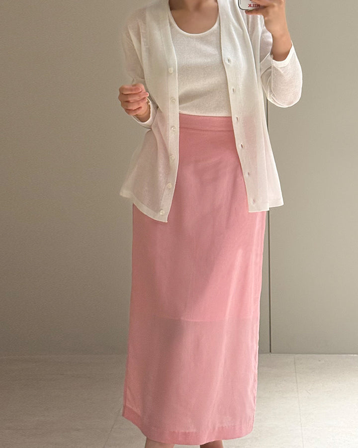 Tencel Linen Blend Long Straight Skirt