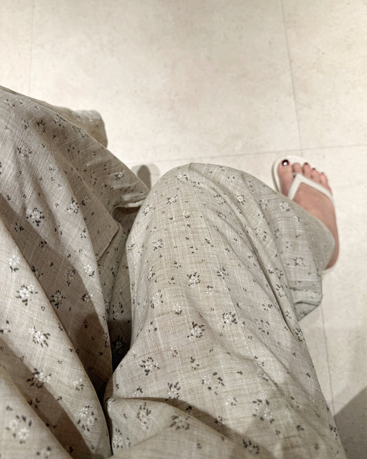 Floral Printed Wide-Leg Elastic Pants