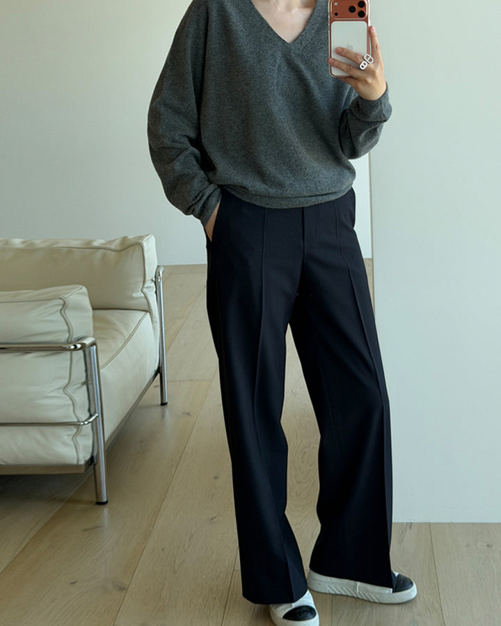 Center Seam Wide Straight Trousers