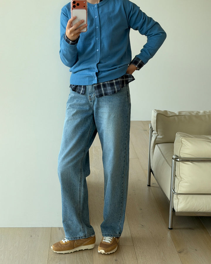 High-Waist Wide Straight Jeans