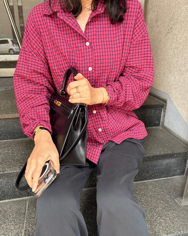 Wrinkled Check Loose Shirt