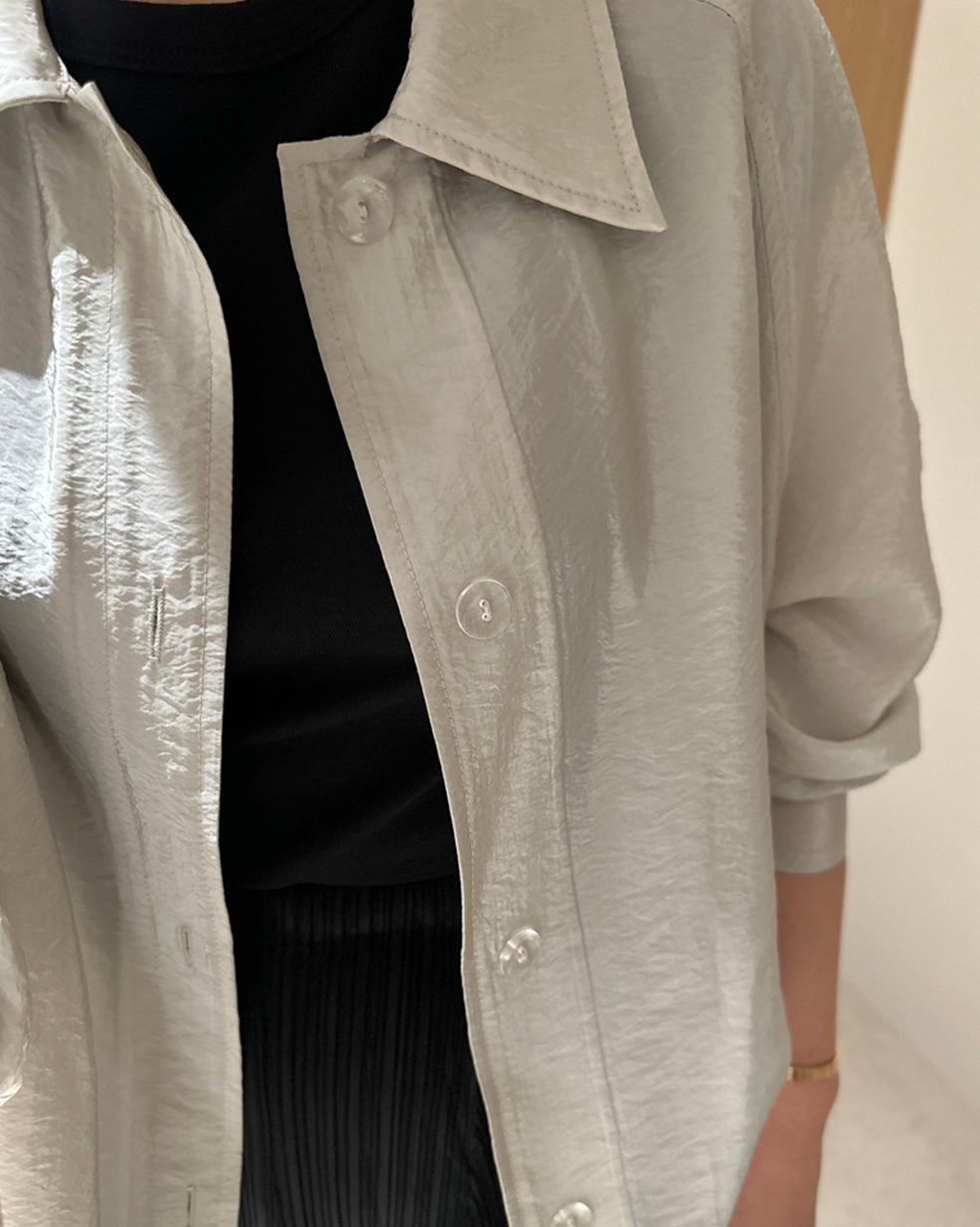 Crinkled Viscose-Blend Belted Shacket