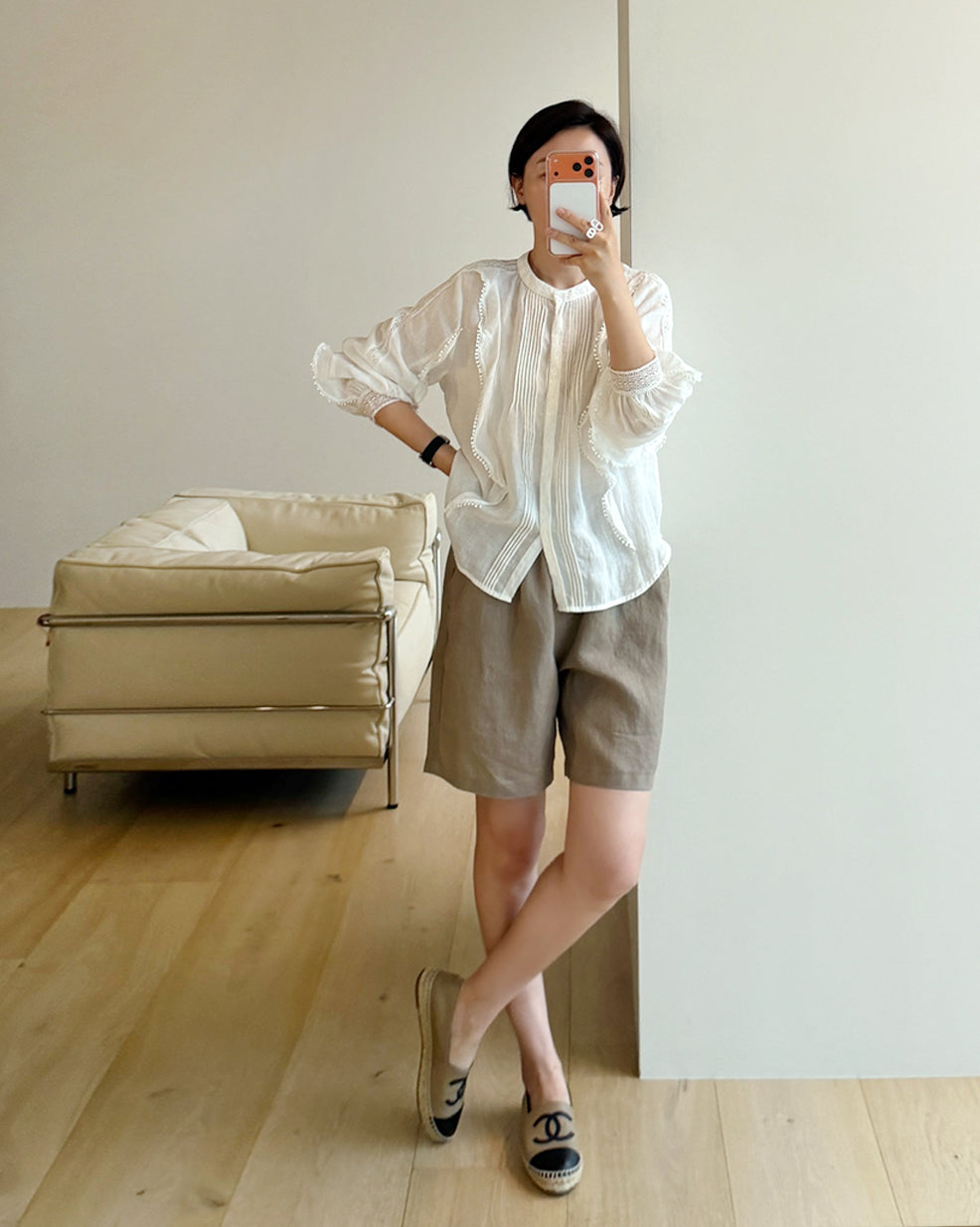 100% Linen Ruffle Blouse