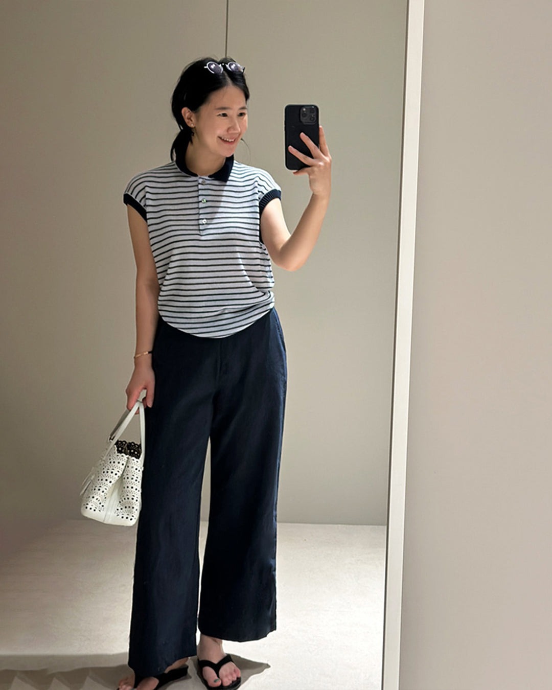 Linen Blend Wide-Leg Trousers