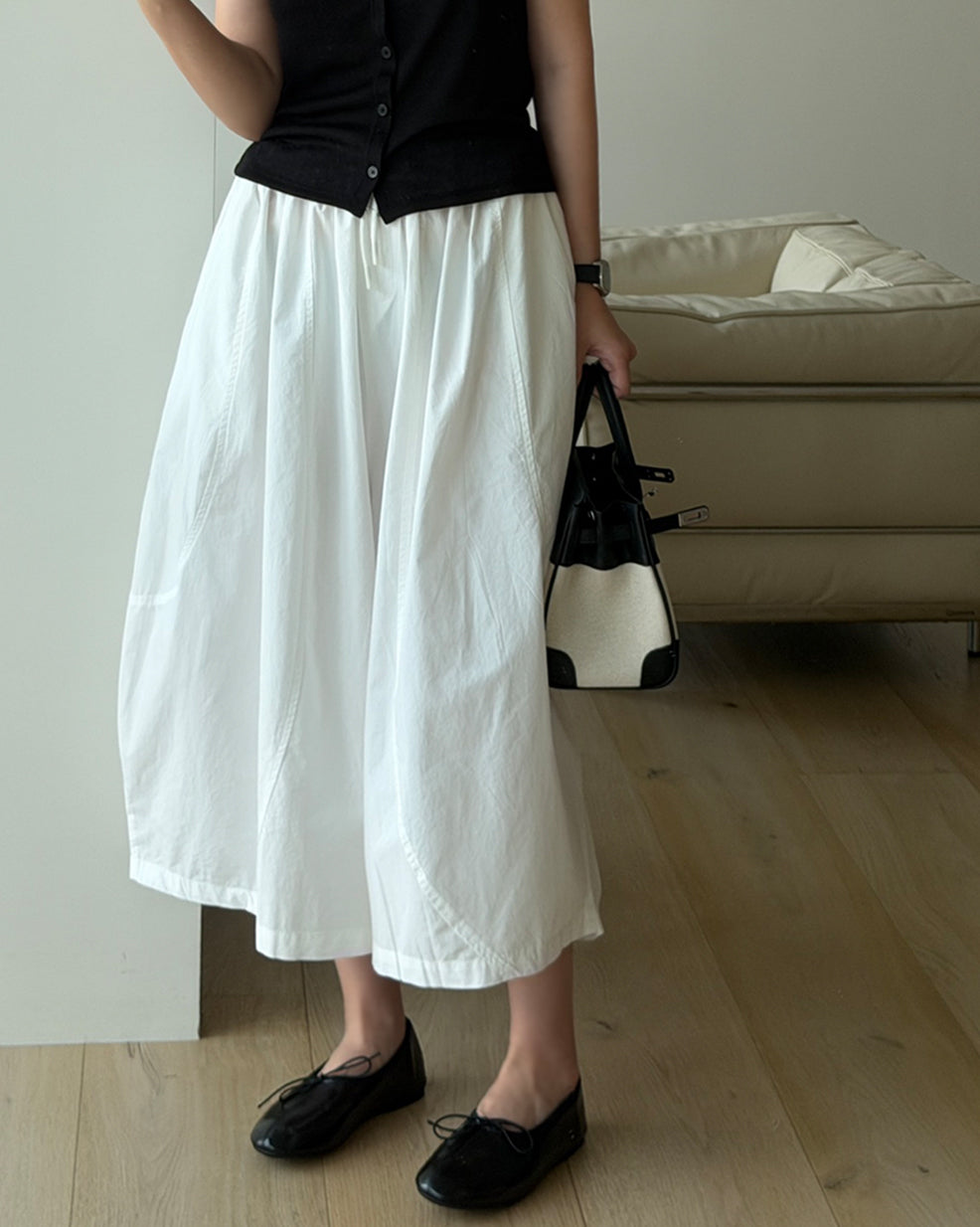 Wide-Leg Elastic Waist Culottes