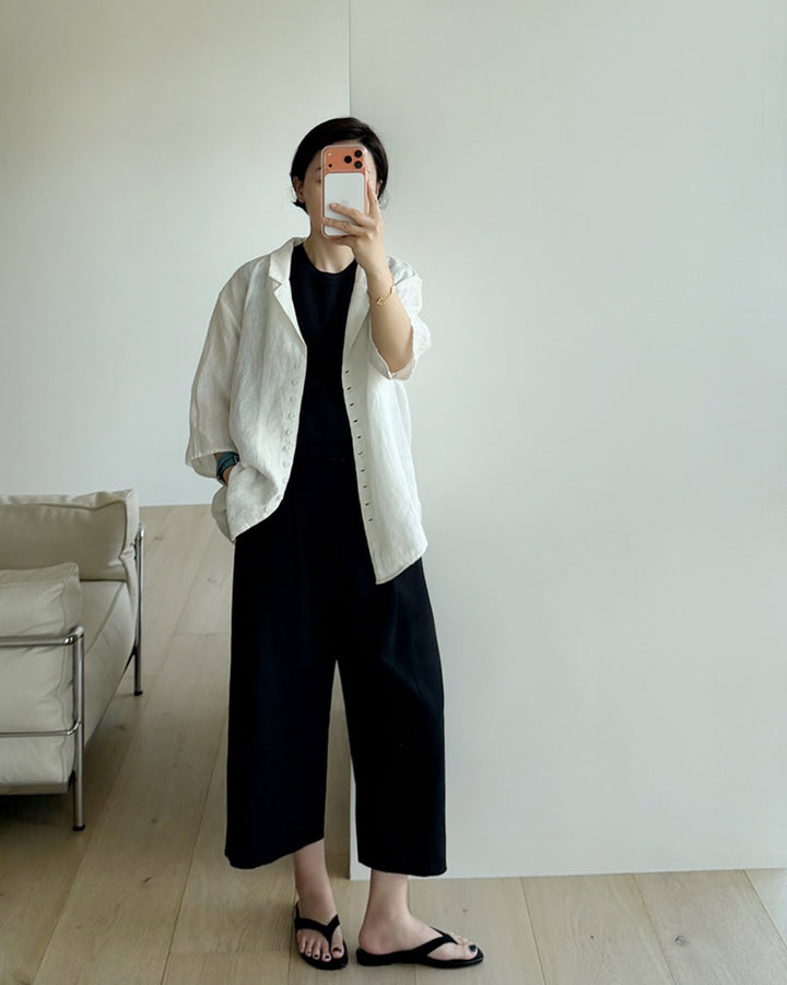 Textured Linen Multi-Button Shirt