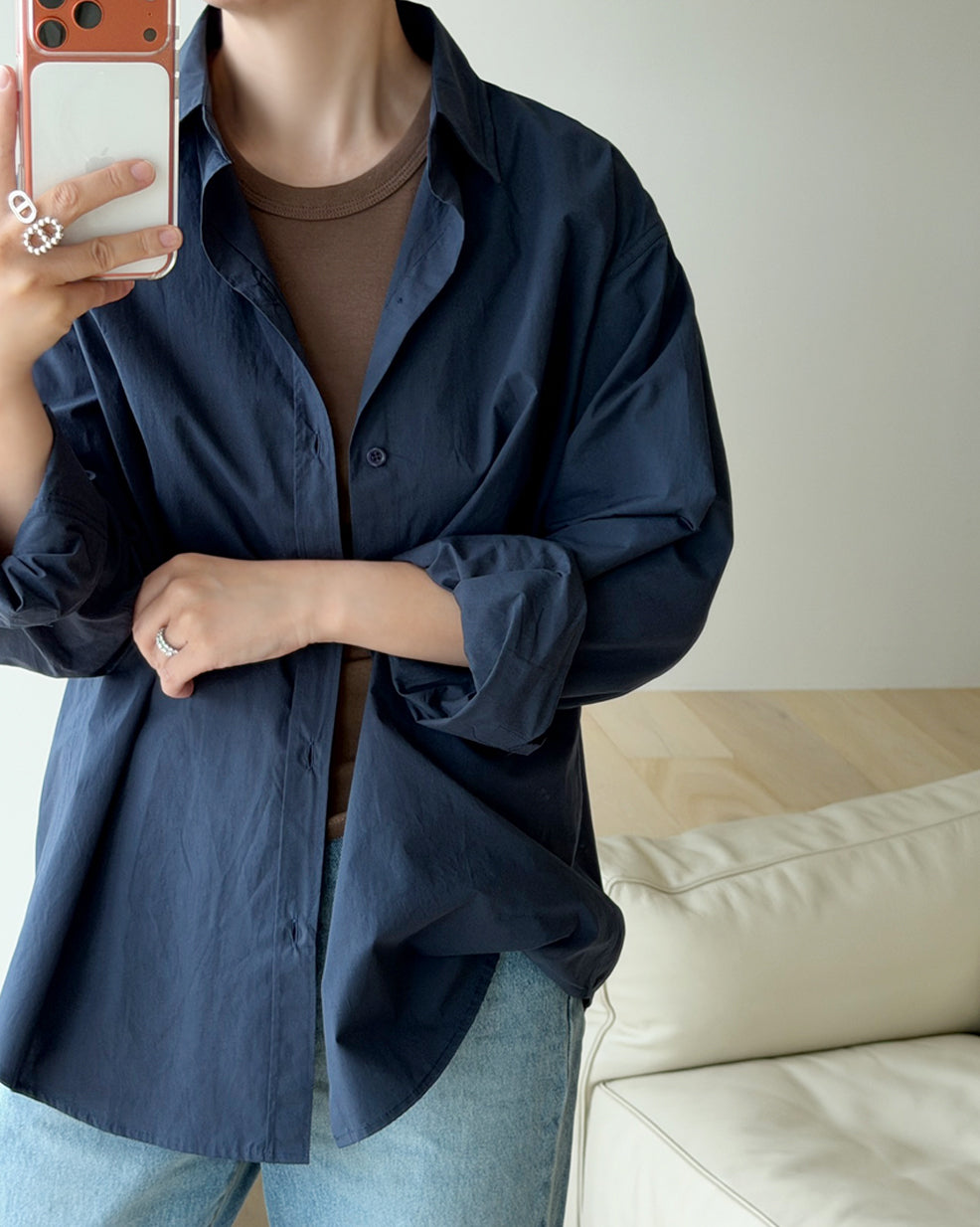 Relaxed Roll-Up Cotton Shirt