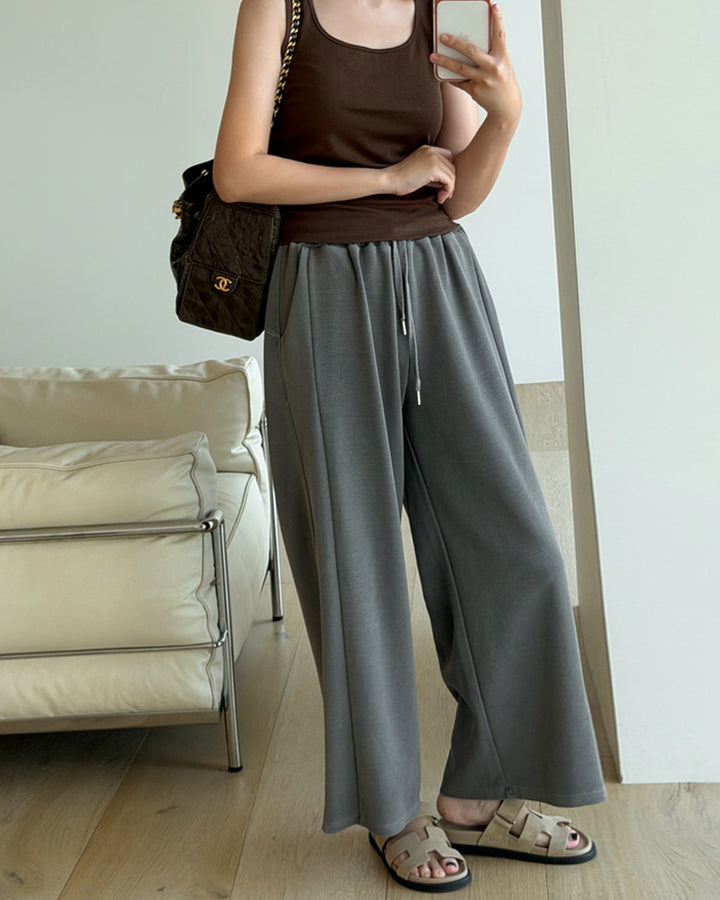Muted Tone Wide-Leg Lounge Pants