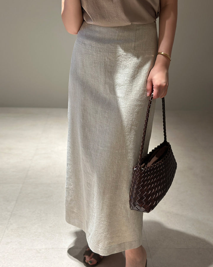 Premium 100% Linen Slim H-Line Skirt