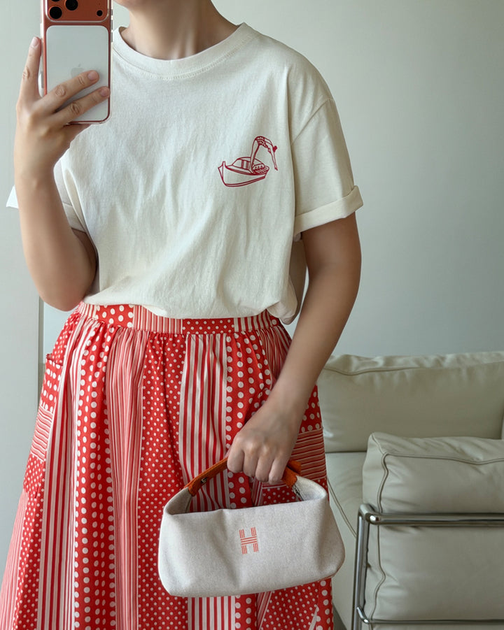 Vintage Beach Graphic Print Cotton T-Shirt