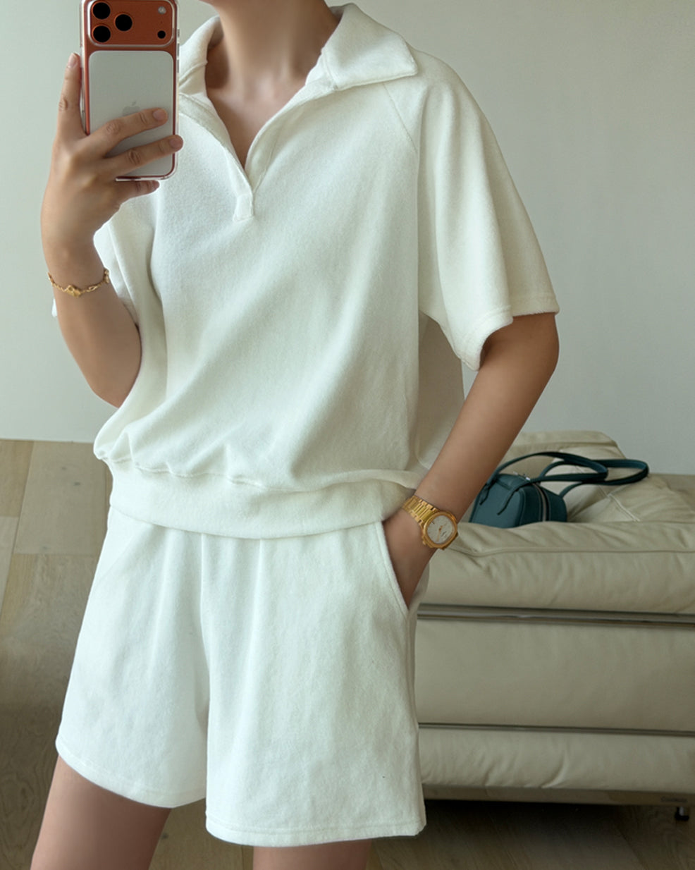 Premium Cotton Terry Polo &amp; Shorts Set