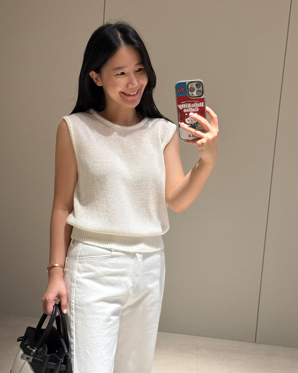 Sheer Silk Blend Knit Vest